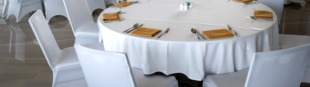 clean white restaurant table linen